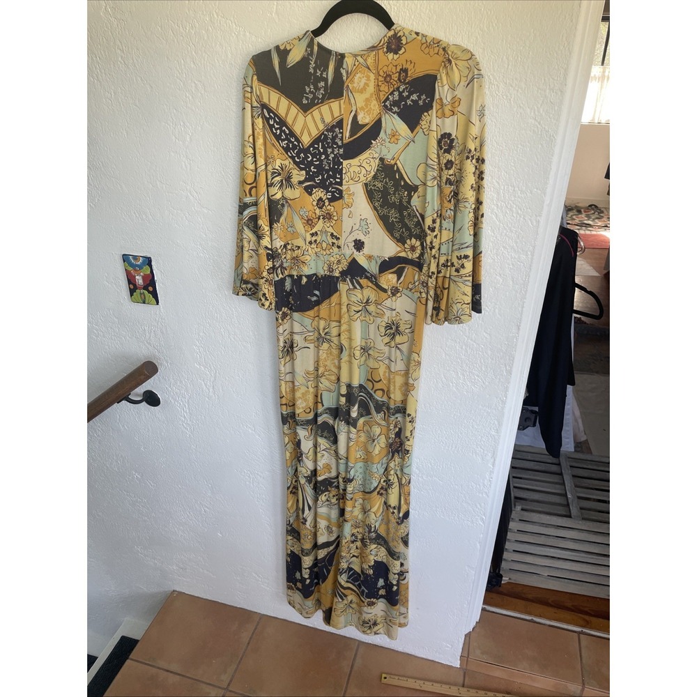 Free People Night Fever Jumpsuit Boho Flared Sleeve Wide Leg Gold NWOT Medium - Picture 5 of 7